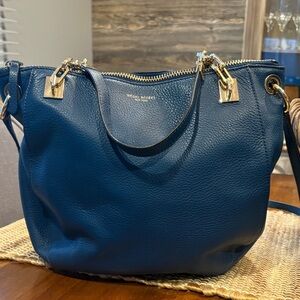 Henri Bendel Deep Blue Shoulder Bag with Gold Accents